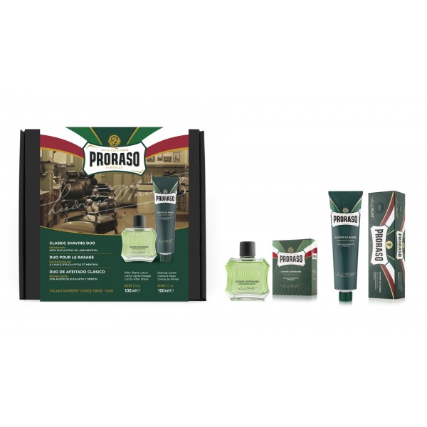 Proraso Duo Pack Shaving Gift Set Refreshing, Shaving Cream Tube & Aftershave Lotion